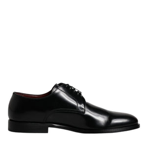 Dolce &amp; Gabbana Black Calfskin Leather Derby Lace Up Formal Dress Shoes