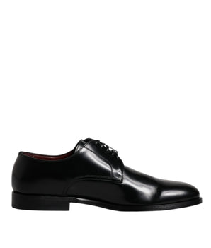 Dolce &amp; Gabbana Black Calfskin Leather Derby Lace Up Formal Dress Shoes