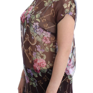 Dolce &amp; Gabbana Elegante blusa de seda floral con mangas japonesas