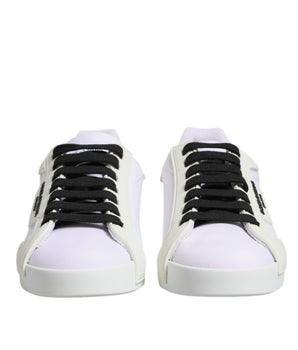 Dolce &amp; Gabbana White Nylon Leather Low Top Sneakers Shoes