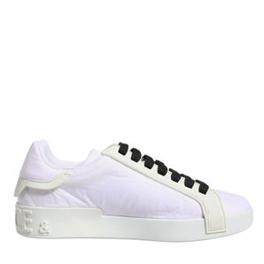 Dolce & Gabbana White Nylon Leather Low Top Sneakers Shoes