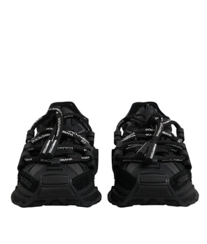 Dolce &amp; Gabbana Black Low Top Space Lace Up Sneakers Shoes