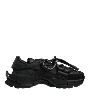 Dolce &amp; Gabbana Black Low Top Space Lace Up Sneakers Shoes