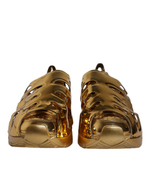 Dolce &amp; Gabbana Gold Daymaster Leather Low Top Sneakers Shoes