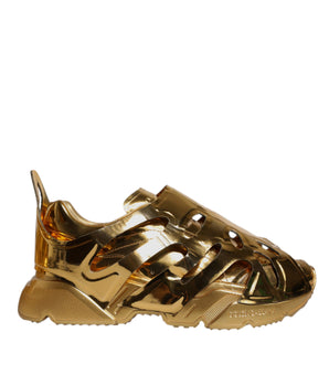 Dolce &amp; Gabbana Gold Daymaster Leather Low Top Sneakers Shoes