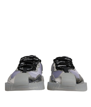 Dolce &amp; Gabbana Silver Black Nylon NS1 Low Top Sneakers Shoes