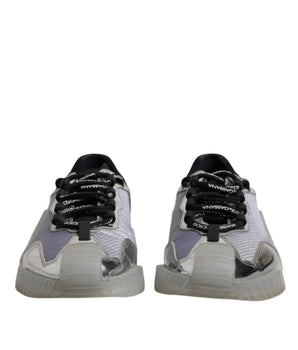Dolce &amp; Gabbana Silver Black Nylon NS1 Low Top Sneakers Shoes