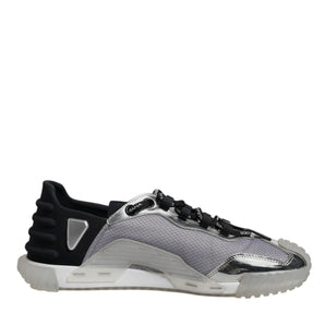 Dolce & Gabbana Silver Black Nylon NS1 Low Top Sneakers Shoes