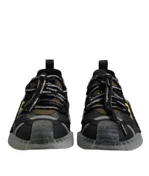 Dolce &amp; Gabbana Black Green Camo NS1 Low Top Sneakers Shoes