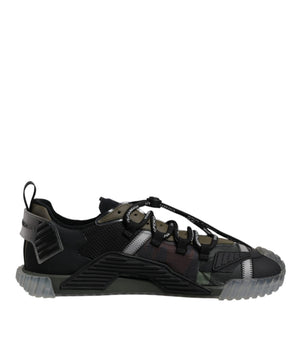 Dolce &amp; Gabbana Black Green Camo NS1 Low Top Sneakers Shoes