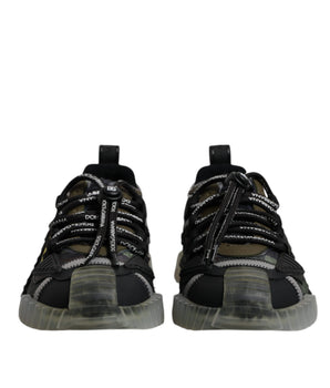Dolce &amp; Gabbana Black Green Camo NS1 Low Top Sneakers Shoes