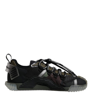 Dolce &amp; Gabbana Black Green Camo NS1 Low Top Sneakers Shoes
