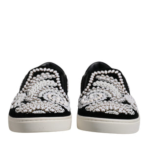 Dolce &amp; Gabbana Black Embellished London Men Slip On Shoes
