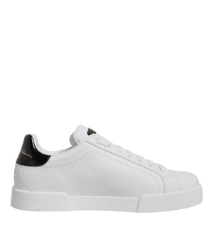 Dolce &amp; Gabbana White Leather Low Top Lace Up Sneakers Shoes