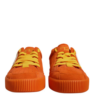 Dolce &amp; Gabbana Orange Miami Leather Low Top Sneakers Shoes