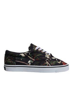 Dolce &amp; Gabbana Black Tropical Print Low Top Sneakers Shoes
