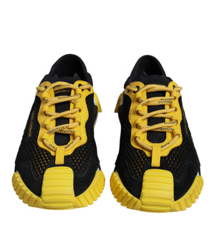 Dolce &amp; Gabbana Black Yellow Low Top NS1 Sneakers Shoes