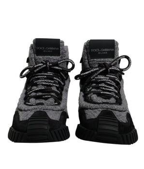 Dolce &amp; Gabbana Gray Black NS1 High Top Boots Sneakers Shoes
