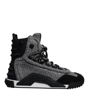 Dolce &amp; Gabbana Gray Black NS1 High Top Boots Sneakers Shoes