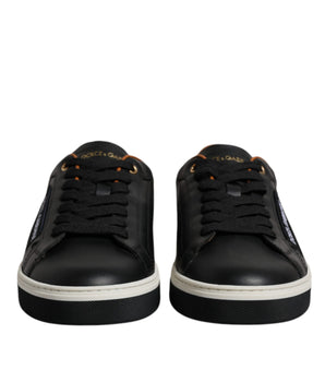 Dolce &amp; Gabbana Black Leather Low Top Men Sneakers Shoes