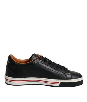 Dolce &amp; Gabbana Black Leather Low Top Men Sneakers Shoes