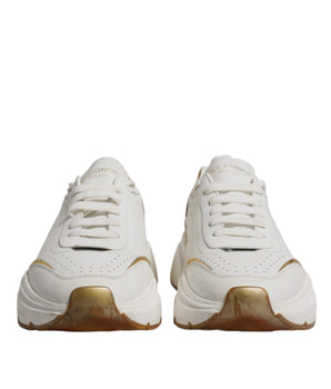 Dolce &amp; Gabbana White Gold DAYMASTER Leather Sneakers Shoes