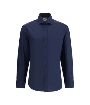 Brunello Cucinelli Blue Cotton Shirt