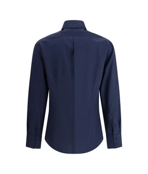 Brunello Cucinelli Blue Cotton Shirt