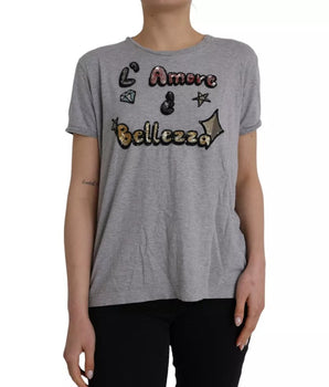 Dolce &amp; Gabbana Camiseta Top L'Amore E'Bellezza De Algodón Gris