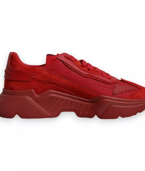 Dolce &amp; Gabbana Red Leather Daymaster Low Top Sneakers Shoes