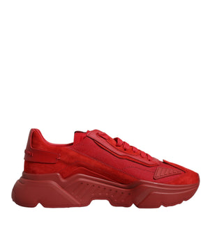 Dolce &amp; Gabbana Red Leather Daymaster Low Top Sneakers Shoes