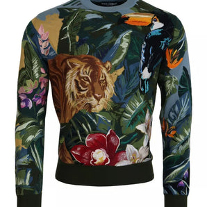 Suéter con logotipo de lana y seda Jungle de Dolce &amp; Gabbana