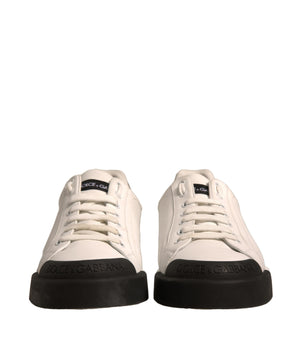 Dolce & Gabbana White Leather Logo Portofino Sneakers Shoes