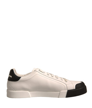Dolce & Gabbana White Leather Logo Portofino Sneakers Shoes