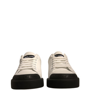 Dolce &amp; Gabbana White Leather Logo Portofino Sneakers Shoes