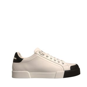 Dolce & Gabbana White Leather Logo Portofino Sneakers Shoes