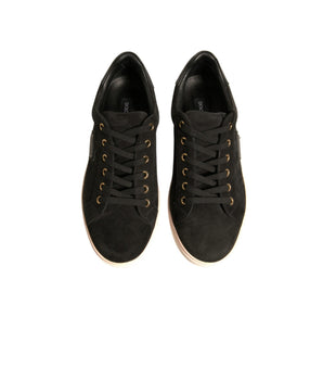 Dolce &amp; Gabbana Black Logo Suede Leather Men Sneakers Shoes