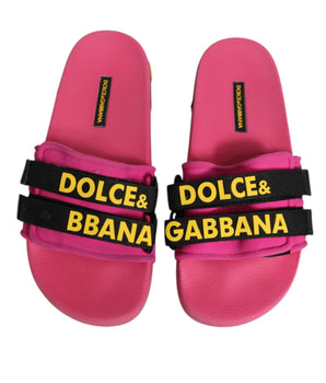 Sandalias de neopreno fucsia Dolce &amp; Gabbana, zapatos planos para la playa