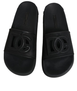 Sandalias de goma negras Dolce &amp; Gabbana para playa