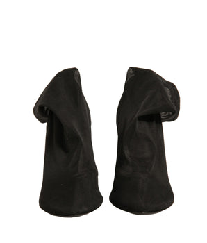 Botas y zapatos de tacón estilo calcetín de malla de seda negra de Dolce &amp; Gabbana