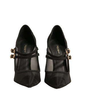 Dolce & Gabbana Black Mesh Mary Jane High Heels Pumps Shoes
