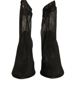 Botas y zapatos de tacón estilo calcetín de malla de seda negra de Dolce &amp; Gabbana
