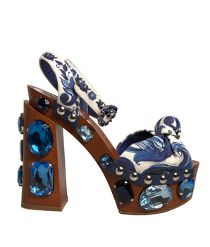 Sandalias de cuña con adornos de mayólica multicolor de Dolce &amp; Gabbana