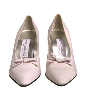 Dolce &amp; Gabbana White Leather High Heels Women Pumps Shoes