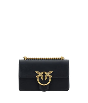 PINKO Black Calf Leather Bos Taurus Shoulder Bag