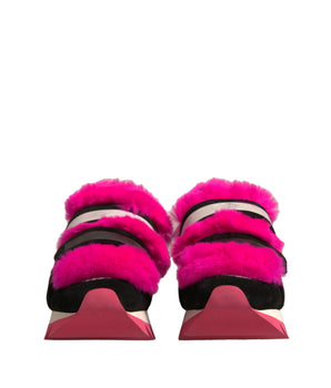 Zapatillas deportivas con adornos de pelo en rosa y negro de Dolce &amp; Gabbana