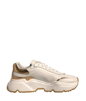 Dolce &amp; Gabbana White Gold Daymaster Low Top Sneakers Shoes