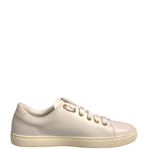 Dolce & Gabbana White Leather Gold Red Heart Sneakers Shoes