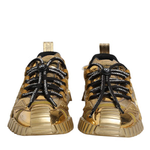 Dolce & Gabbana Gold Stretch Lace Up NS1 Sneakers Shoes
