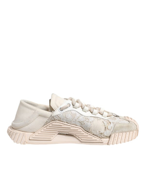 Dolce &amp; Gabbana White Lace NS1 Low Top Sneaker Sports Shoes